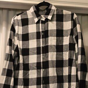 Gap White/Black Buffalo Plaid Flannel Button-Up S